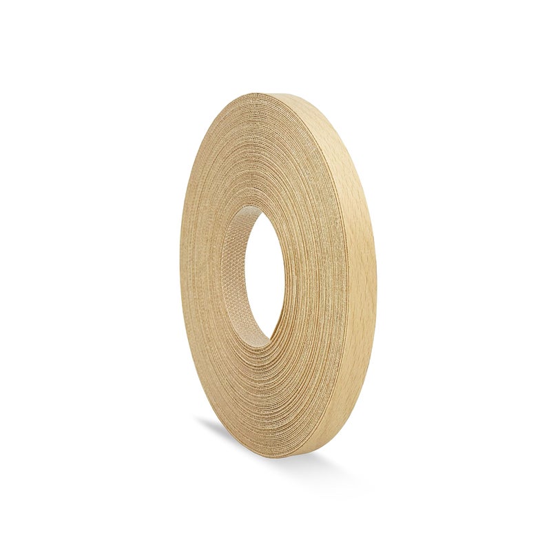 UNMAR Birch Wood Veneer Edge Banding 1/2 inch x 25 ft Pre Glued Adhesive Edging Trim Tape Iron On Flexible Strip Roll Laminate Cabinate Countertop Furniture Shelf MDF Board Paintable Molding Easy Trimmer - Image 1